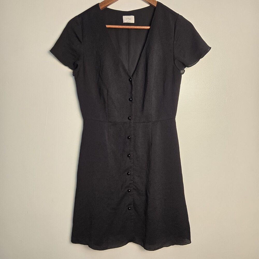 Wilfred Black Mini Dress with Front Buttons